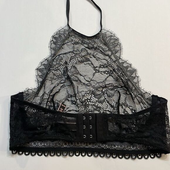 Victoria’s Secret Womens Very Sexy High Neck  Sheer Blk Lace Bralette Sz 34C - Picture 2 of 7